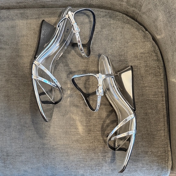 Zara Silver Strappy Wedge Sandals - Picture 4 of 14